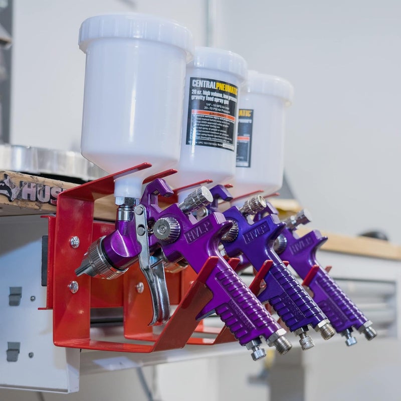 ABN 3 Hook Gravity Spray Gun Holder Triple Paint Gun Rack - 12in Magnetic Auto Paint Gun Holder for Gravity Feed Sprayer - Image 4